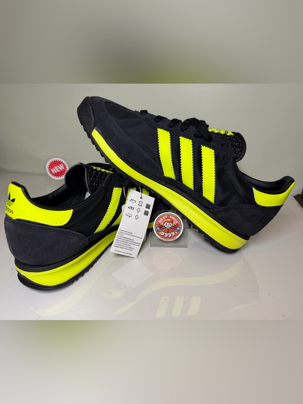 adidas Originals - Size 8 Men’s SL 72 RS IG4647 Black Solar Yellow Sneakers New - Picture 2 of 10